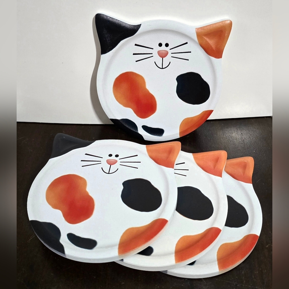 Cat-shaped Ceramic Coasters | Set of 4 | NIB